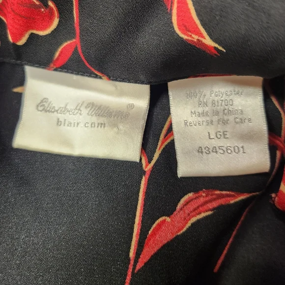 Blair Black Sheer Shirt with Red Floral Accents - Picture 4 of 4